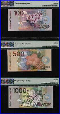 Tt Pk 146- 154 Suriname Complete Set Of 9 Year 2000 5 Gulden To 25000 Pmg 69 Epq