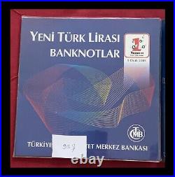 Turkey complete set 1, 5, 10, 20, 50, 100 Lira 2005 UNC with folder
