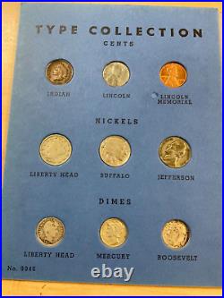Type Collection of Twentieth Century US Coins Complete Set in Vintage Whit. Fold