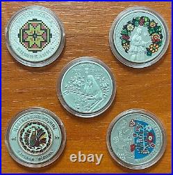 UKRAINE Complete SET of 5 Coins 5 HRYVEN 2013 2024 National ORNAMENT UNC