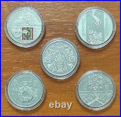 UKRAINE Complete SET of 5 Coins 5 HRYVEN 2013 2024 National ORNAMENT UNC