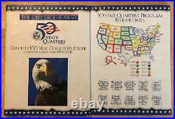 US 50 States Quarters Complete 100 Holes Collector's Folder With Handbook