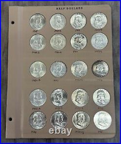 US Coins Franklin Silver Half Dollar Complete Set 1948-63 Gem BU 35 Coins PDS