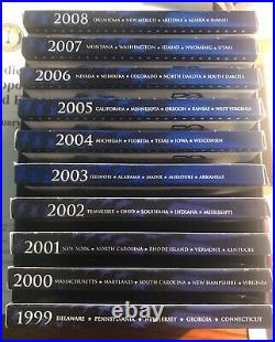 US MINT 50 STATE QUARTERS 10 PROOF SETS 1999-2008 COMPLETE With BOX & COA's