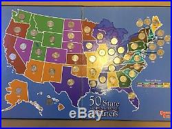U. S. A. COIN COLLECTORS MAP COMPLETE With 50 STATE QUARTER SET 1999-2008 MINT RARE
