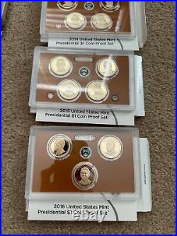 U. S Mint Presidental Dollar Proof Sets Complete Sets 2007 2016