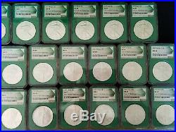 U. S. SILVER Eagle Set COMPLETE 1986 to 2020 in GREEN NGC MS 69 Monster Box