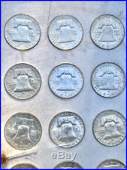 Uncirculated Complete Set Franklin Silver Half Dollars 35 Coins Capital Holder