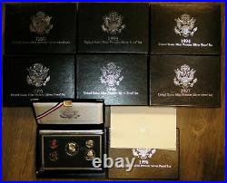 United States Mint 1992-1998 Silver Premier Proof Sets Complete Set Of 7 Sets