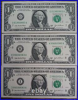 Us Series 2003 A -complete Set Of 12 Districts 1 Dollar Bills Uncirculated
