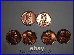 Wheat penny lot 1941-1958 RED CH BU PDS COMPLETE SET RED CH UNC LINCOLN CENT'S