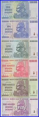Zimbabwe 1 Cent- 100 Trillion Dollars 66 Pieces Full Complete Set, 2006